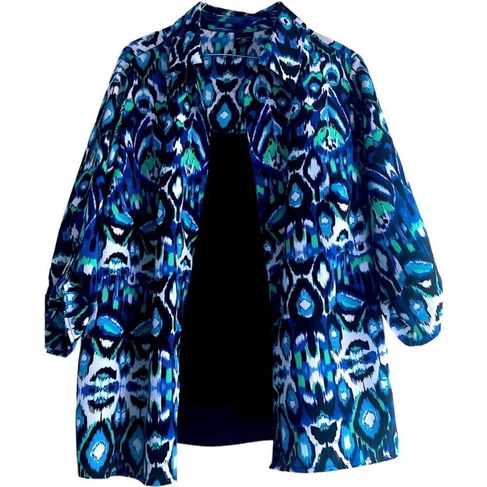 GEORGE Women’s Top in Blue, Green, Black White Fabric & Black Attached Camisole